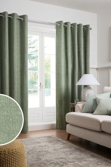 Green Curtains Living Room, Green Curtains Bedroom, Sage Green Curtains, Sage Curtains, Chenille Curtains, Plain Curtains, Green Living Room, Types Of Curtains, Green Curtains