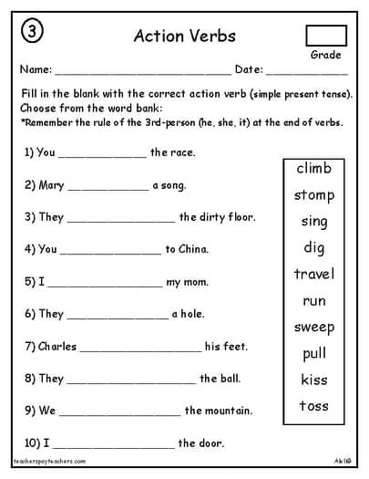 Action Verbs - Worksheets by Aleli | TPT Verb Exercises Worksheets, English Worksheets For Beginners, English Verbs Worksheets, Verbs Worksheet For Class 2, Verb Worksheets Grade 2, Verbs Worksheet For Grade 1, Action Words Worksheet, Action Verbs Activities, Helping Verbs Worksheet