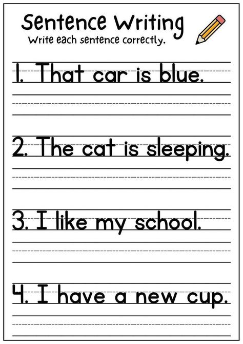 Parts Of A Sentence Kindergarten, Writing Sentences Worksheets Grade 1, Sentence Writing Worksheets, Writing Sentences Worksheets, Writing Skill, Planning School, Writing Sentences, Sentence Activities, Ela Worksheets