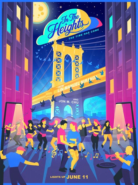 In The Heights Poster, In The Heights Movie, Musical Wallpaper, New York Broadway, Hamilton Memes, Hamilton Musical, Theatre Poster, The Heights, Poster Illustration