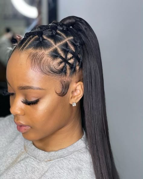 Twisty Half Up Half Down, Braid Hair Dos, Ponytail Black Hair, Braided Ponytail Black Hair, Mommy Hair, Glam Hairstyle, Black Hair Updo, Black Hair Updo Hairstyles, Weave Ponytail Hairstyles