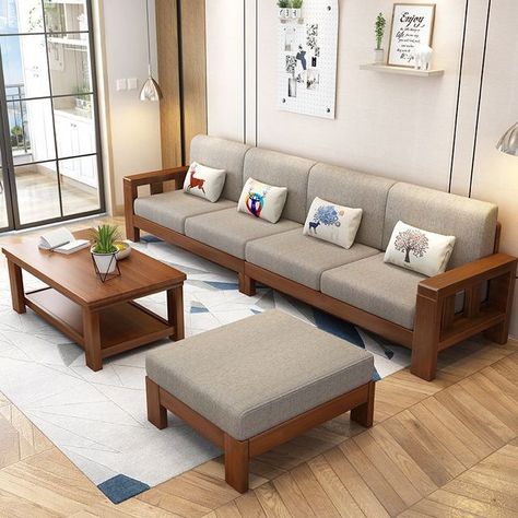 Sofa Design Wood, Wooden Sofa Set Designs, Corner Sofa Design, Wooden Sofa Designs, Room Sofa Design, Sofa Bed Design, Wooden Sofa Set, Furniture Design Wooden, Living Room Sofa Design