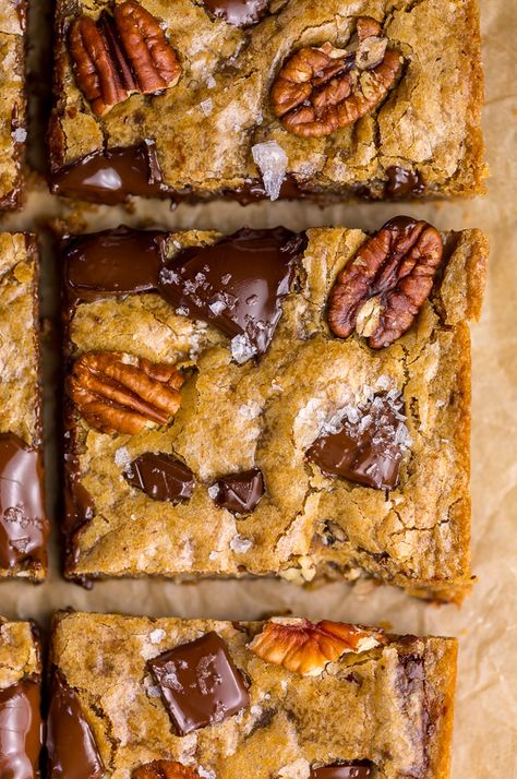 Chocolate Chunk Blondies, Brown Butter Bourbon, Butter Bourbon, Pecan Chocolate, Baker By Nature, Brioche French Toast, Chocolate Chunk, Think Food, Butter Pecan