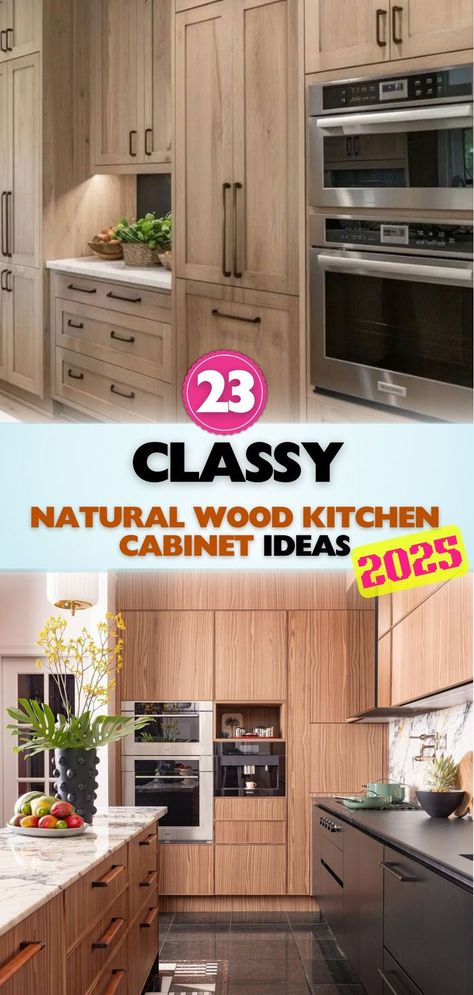 Create a cozy yet modern vibe with natural wood kitchen cabinet ideas designed for every style. Grey Maple Kitchen Cabinets, Light Wood Stain Kitchen Cabinets, Kitchen Remodel Pine Cabinets, Classic Kitchen Wood Cabinets, Kitchen Interior Wooden Cabinets, Modern Farmhouse Kitchen Wood Cabinets, 2 Tone Wood Kitchen Cabinets, Natural Pine Kitchen Cabinets, White Washed Hickory Cabinets