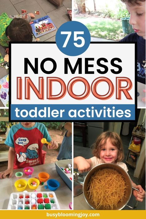 Stuck indoors with a toddler or preschooler?  Mess free, fun indoor activities for kids at home, easy indoor activities for toddlers, play ideas for preschoolers. No mess at home toddler activities for 2 year olds, sensory play ideas & bins, fine motor activities for toddlers, virtually no prep or mess. Quick DIY learning toddler activities 3 year old indoor for independent play, rainy day toddler & preschooler activities for 4 year olds. Indoor play sensory activities for preschoolers at home. Toddler Activities 3 Yrs Old At Home, Activities For 2-3 Yrs Old Daycare, Two Year Old Arts And Crafts, Activities For Kids At Home 2 Year, Activities For 3-4 Yrs Old, Activities 3 Yrs Old, Activities For Kids At Home 2-3 Year, Activities For Toddlers 2-3, Indoor Activities For Three Year Olds