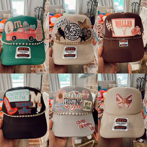 PRIVATE TRUCKER HAT BAR PARTY RECAP💖🍁🫶🏼🍸😆🍾🦋🛍️ We had so much fun, thank you for hosting @morgan.avery !!! Diy Trucker Hat Ideas, Trucker Hat Bar, Hat Bar Ideas, Custom Trucker Hats, Bar Set Up, Hat Ideas, Head Covering, Trucker Hat, Hats