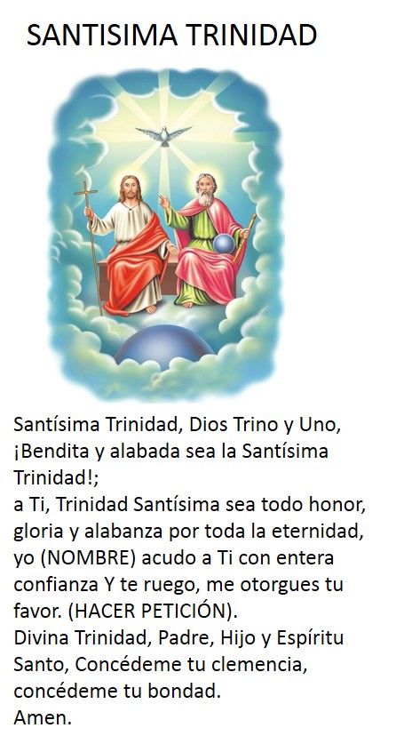 SANTISIMA TRINIDAD, PADRE,HIJO Y ESPIRITU SANTO | Oraciones catolicas,  Oracion a dios padre, Oraciones