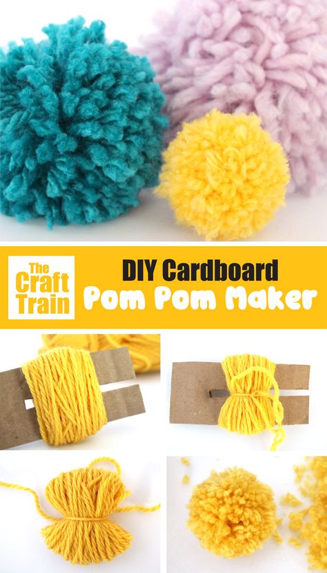 how to make pom poms with a super easy DIY pom pom maker. There is a free printable template, simple trace onto cardboard and create your pom pom maker to create gorgeous, fluffy yarn pom poms easily and quickly! #yarn #yarncrafts #wintercrafts #kidscrafts #pompoms #pompommaker #diypompoms #kidsactivites #easycrafts #funkidscrafts Diy Pom Pom Maker, Crafts Cardboard, Make Pom Poms, Large Pom Poms, Yarn Pom Poms, Pompon Diy, Snowman Crafts Diy, Diy Pom Poms, Diy Pom Pom