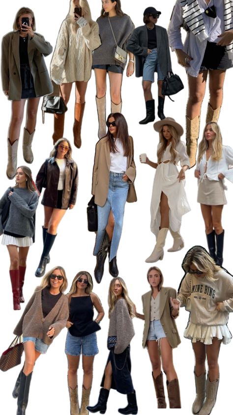 Cowboy Boots Outfit Fall, Cowboy Boots Outfit Winter, Paris Trip Outfits, Fall Winter Capsule Wardrobe, Outfit Botas, Fall Boots Outfit, Winter Boots Outfits, Casual Work Outfits Women, Cold Outfits