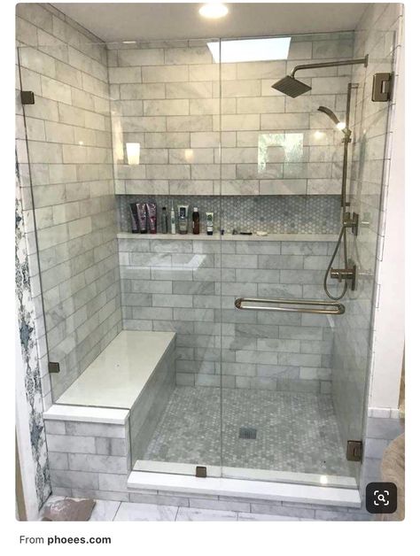 Master Bath Remodel, Bathroom Remodel Shower, Bathroom Remodel Designs, 아파트 인테리어, Bathroom Redo, Trendy Bathroom, Steam Showers, Grab Bars, Dream Bathrooms