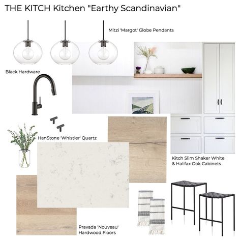 White Cabinet Mood Board, White Wood And Green Kitchen, Wood White Green Kitchen, Green Black White Wood Kitchen, Green White Wood Interior, Kitchen Style Board, Black White And Light Wood Kitchen, Rustic Kitchen Mood Board, Black Green Wood Kitchen