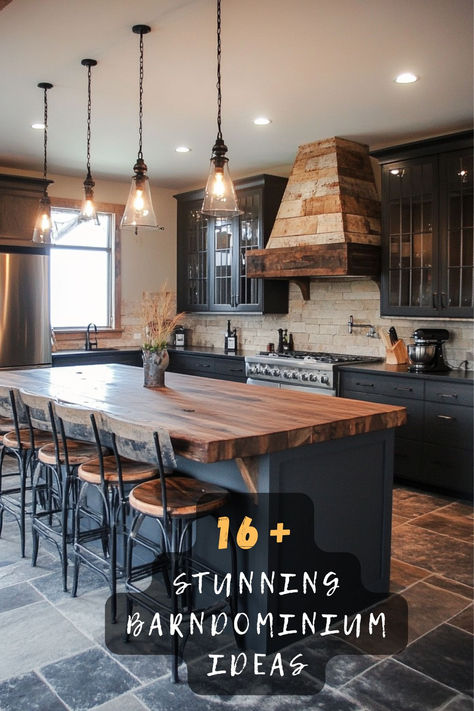 Ready to transform your living space? These 16 barndominium ideas blend rustic charm with modern design, featuring open layouts, cozy interiors, and unique finishes. Click to explore the perfect inspiration for your dream home! 🏡✨ #BarndominiumIdeas #DreamHome #RusticDesign #HomeInspiration #ModernFarmhouse #OpenSpaces #UniqueHomes Barndominium Kitchen Island Ideas, Barndominium With Character, Rustic Modern House Design, Open Concept Kitchen Dining Living Room Barndominium, Kitchen Ideas For Barndominium, Barndominium For Entertaining, Barndominium Kitchen Island, Open Barndominium Interior, Barndominium Indoor Ideas