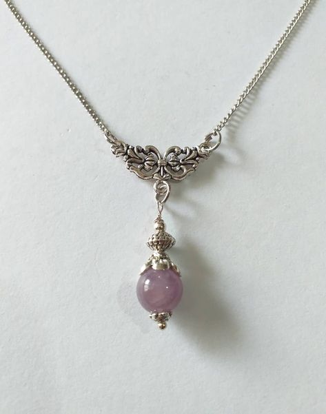 Amethyst Silver Victorian necklace Bohemian necklace Boho necklace Lilac necklace purple necklace amethyst jewelry gift for her lavender necklace Amethyst necklace.  Beautiful silver-tone ornaments Victorian style genuine Amethyst necklace . Silver tone beads Genuine Amethyst necklace . Romantic necklace . Beautiful Amethyst necklace . Amethyst jewelry. Perfect Gift for girlfriend,  mother,  sister,  bridesmaids or Maid of honor. Gift for special people or jewelry set for your special occasion. We can make the same style earrings, if you want to have a beautiful jewelry set. FREE SHIPPING  Material: Genuine Amethyst, metal beads, silver-tone metal chain. Length of necklace (we can make the length by your size):  18.20 ( 46 cm), pendant 1.60 ( 4 cm.) If you have any question, please contact Necklace Light Purple, Perfect Gifts For Girlfriend, Purple And Silver Jewelry, Silver Jewelry Boho, Cute Pendant Necklace Charms, Pretty Jewellery Necklace, Silver Necklaces Aesthetic, Amethyst Aesthetic, 1990s Jewelry