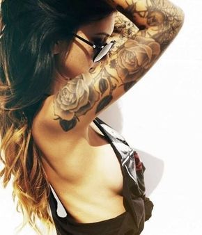 23 Stunningly Delicate Tattoo Sleeves That Are Beyond Dreamy Rose Sleeve, Rose Tattoos For Women, Flower Sleeve, Flower Tattoo Sleeve, Tattoo Me, Girl Tattoo, Grey Tattoo, Sleeve Tattoos For Women, Tattoo Love