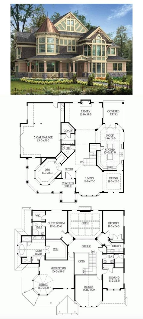 Nice layout ------- Victorian House Plan with 3965 Square Feet and 4 Bedrooms(s) from Dream Home Source | House Plan Code DHSW56105 Victorian House Layout Floor Plans, Cottage Victorian House, Small Nice Houses, House Layout Victorian, Old House Layout, Victorian Home Layout, Aesthetic House Layout, Victorian Homes Layout, House Exterior Layout