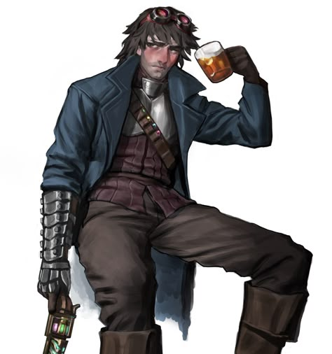 Dnd Artificer Battlesmith Steel Defender, Artificer Dnd Male Human, Human Artificer Male, Dnd Steampunk Character, D&d Artificer, Artificer Dnd Male, Fantasy Engineer, Dnd Gambler, Dnd Librarian