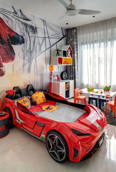 Mumbai: This plush apartment by Zero9 is all about luxury and opulence Kids Room Design Boys, Car Themed Bedrooms, Kids Bed Design, Toddler Boy Room Decor, Boys Room Design, Car Bedroom, Boy Bedroom Design, Toddler Boys Room, Kids Bedroom Designs