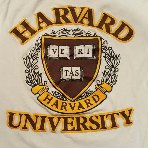 Vintage 1970s Harvard University Latin VE RI TAS T-Shirt M White Ringer Mounted Collar Rolled Finished Hem 100% Cotton Made in USA Tee Manufacturer Size: M see measurements Condition: Vintage pre-owned used. Stains, pilling, graphic puckering. See photos. Color: White Approximate measurements laying flat in inches: Chest: 19-1/2 across (39 doubled) Length (shoulder to hem): 22 ***Measurements are provided for best fit as sizes can differ even within the same manufacture. If you are unsure o Harvard Shirt, University Inspiration, Harvard Students, College Vision Board, Law School Inspiration, School Goals, Harvard Law, Harvard Law School, Medical School Motivation