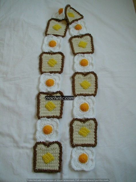 Soft Breakfast, Toast With Butter, Eggs And Toast, Crochet Food, Fun Crochet Projects, Crochet Diy, Diy Crochet Projects, Yarn Projects, Breakfast Time