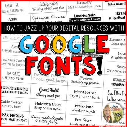 This blog post has a link to a table of my favorite Google Fonts to use in resources for my middle school students. Learn how to embed fun Google Fonts into your Google digital resources and grab this freebie table of my favorite fonts! #googlefonts #technologyintheclassroom #teaching Google Certificate, Teaching Slides, Google Suite, Aba Activities, Google Classroom Elementary, Teachers Desk, Digital Learning Classroom, Techie Teacher, Intervention Specialist