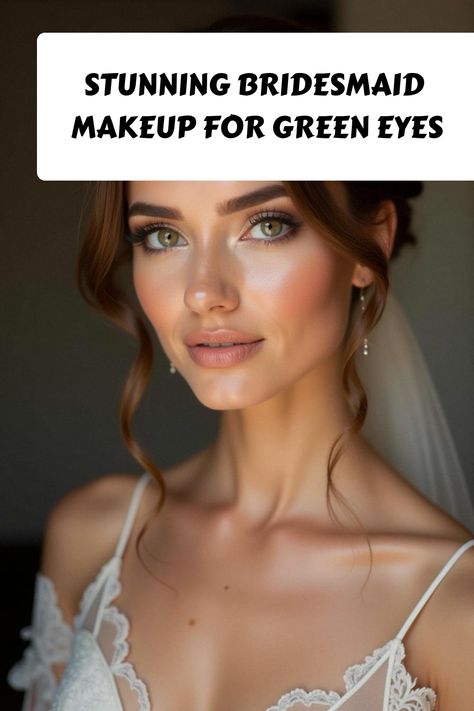 Stunning Bridesmaid Makeup for Green Eyes Subtle Glam Makeup Green Eyes, Bridesmaid Makeup For Green Eyes, Soft Glam Bridal Makeup Green Eyes, Eyeliner For Green Eyes, Eyemakeup Green Eyes, Bridesmaid Makeup Green Eyes, Makeup Ideas Green Eyes, Makeup Ideas Green, Subtle Lip Color