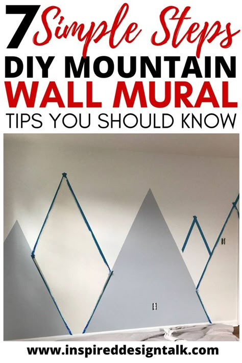 nursery mountain mural Mountain Boys Room, Mountain Mural Kids Room, Nursery Mountain Mural, Diy Mountain Mural, Mountain Nursery Theme, Mountain Murals, Mountain Nursery Wall, Aesthetic Nursery, Diy Mountain