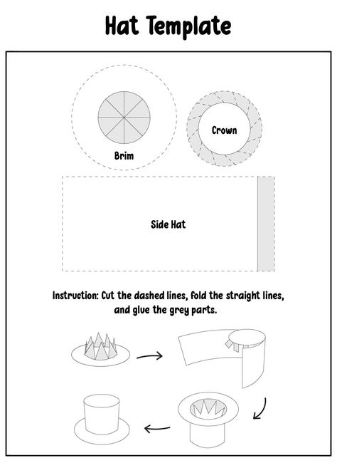 Printable Top Hat Template Pattern Top Hat Diy How To Make A, How To Make Top Hat, Gnome Top Hat Pattern, How To Make A Top Hat Out Of Cardboard, Mini Top Hat Pattern, Top Hat Pattern Printable, Diy Top Hat Pattern, Top Hat Sewing Pattern, Top Hat Template Free Printable