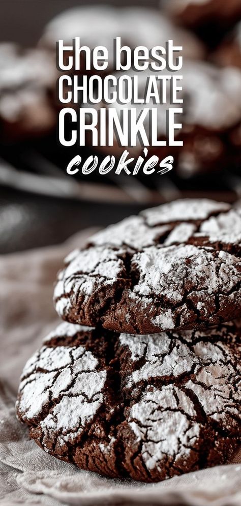 Chocolate Crinkle Cookies [30 Minutes] – Chasety Chocolate Crinkle Cookie Recipe, Chocolate Crinkle Cookie, Christmas Crinkle Cookies, Crinkles Recipe, Chocolate Crinkle Cookies Recipe, Chocolate Crumble, Crinkle Cookies Recipe, Chocolate Crinkle, Cookie Crunch