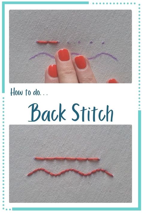 How to do back stitch in 4 simple steps Back Stitch Embroidery, Embroidery Stitches Beginner, Lazy Daisy Stitch, Feather Stitch, Embroidery Tools, Embroidery Stitching, Stitch Book, Embroidery Shop, Embroidery Patterns Free