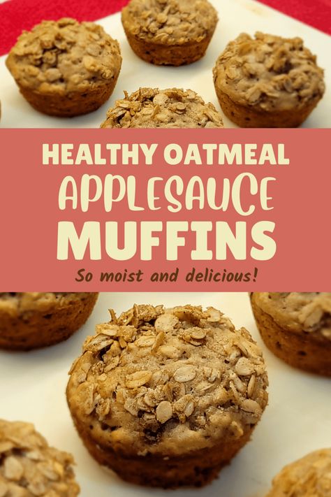 Easy Applesauce Muffins, Oatmeal Applesauce Muffins, Recipe Using Applesauce, Applesauce Muffin Recipe, Easy Applesauce, Baking With Applesauce, Oatmeal Muffins Healthy, Healthy Blueberry Muffins, Applesauce Muffins