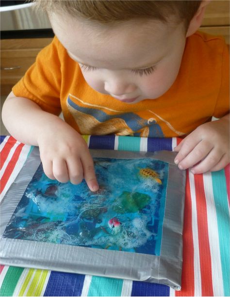 Ocean Sensory Play, Under The Sea Activities, Stages Of Baby Development, Ocean Sensory, Play Ideas For Kids, Happy Hooligans, Sea Activities, Sensory Bag, Sensory Bags