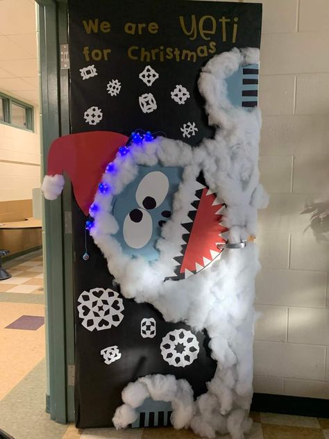 Holiday Doors For School, Rudolph Christmas Door Decorating Contest, 2nd Grade Christmas Door Decorations, Door Decorations Classroom Christmas Fun, Island Of Misfits Door Decorations, Fun Christmas Door Decorations, Christmas Decorated Doors Classroom, Winter Wonderland Door Contest, Winter Locker Decorations