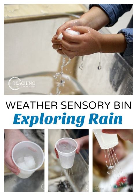 Add some hands-on fun to your preschool weather theme with this rainy day sensory bin! A bit of science and fine motor are added, too! Weather Sensory Table, Weather Sensory Bin, Weather Sensory, Children Study Table, Weather Lesson Plans, Weather Activities Preschool, Weather Activities For Kids, Teaching Weather, Weather Lessons