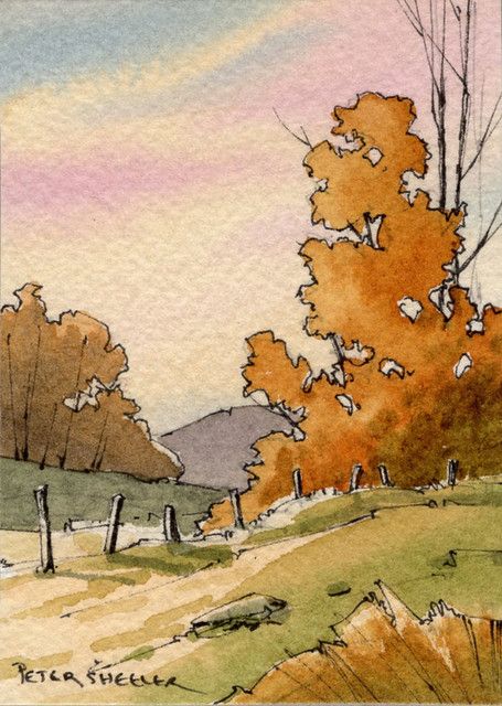 Sometimes, it's just about trees. | 2.5 x 3.5 inch watercolo… | Flickr Peter Sheeler, Watercolor Scenery, Fall Drawings, Watercolor Art Landscape, Watercolor Paintings For Beginners, Watercolour Inspiration, Watercolor Paintings Easy, Landscape Art Painting, Fall Watercolor