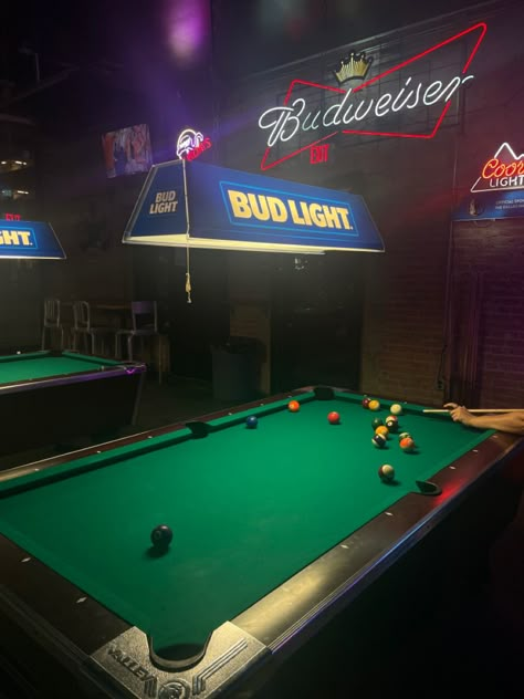 Pool Table Aesthetic, Pool Hall Ideas, Billiards Aesthetic, Resturant Decor, Bar Pool Table, Japan 80's Aesthetic, Billiards Bar, Cowboys Bar, Pub Ideas