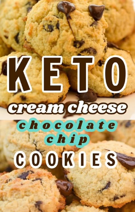 Cookies Coconut Flour, Coconut Flour Chocolate Chip Cookies, Keto Chocolate Chip Cookie Recipe, Cream Cheese Chocolate Chip, Cream Cheese Chocolate Chip Cookies, Chocolate Chip Cookies Soft, Sugar Free Chocolate Chip Cookies, Low Carb Chocolate Chip Cookies, Cookies Coconut