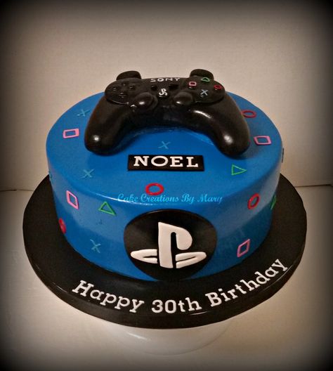 Playstation Cake                                                                                                                                                     Más Ps4 Cake, Playstation Cake, Games Cake, Video Game Cakes, Emoji Cake, List Inspiration, Video Games Birthday Party, Cake Video, 4th Birthday Cakes