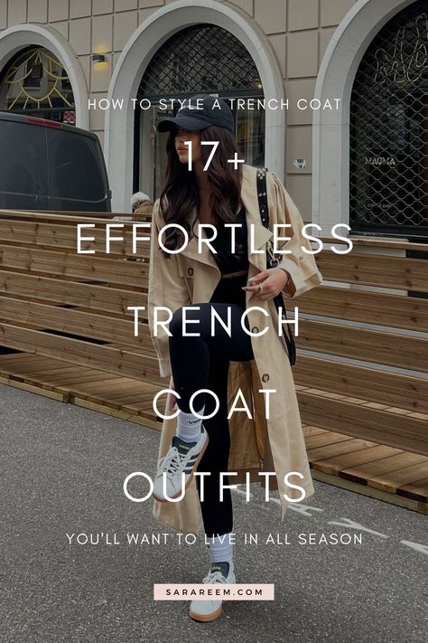 Looking for cozy, chic, and comfy trench coat outfit ideas? Whether it's for fall, winter, spring, or a rainy day, this guide has all the inspo you need to style trendy and casual looks in 2024 and 2025. From oversized to cropped, short to long, beige, tan, navy, or cream, these trench coats are perfect for creating a cute and laid-back aesthetic. Get ready to explore everything from suede and khaki styles to the ultimate cozy trench coat looks that will have you covered all season long! Perfect Trench Coat, Long Rain Coat Outfits, Long Trench Coat Outfit Winter, Trench Coat Formal Outfit, Trench Coat With Leggings, Trench Coat Boots Outfit, Long Coat And Sneakers Outfit, Trench Winter Outfit, Black Trench Outfit Women