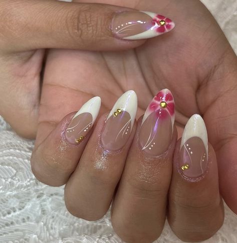 Hawaii Nails, Summery Nails, Girly Acrylic Nails, Simple Acrylic Nails, Classy Acrylic Nails, Nail Swag, White Nail, Funky Nails, Pretty Acrylic Nails