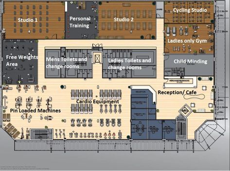 Gym Design Architecture, Gym Floor Plan, Fit Layout, Fitness Design Gym, Gym Layout, Gym Architecture, Fitness Center Design, Gym Plans, Gym Business