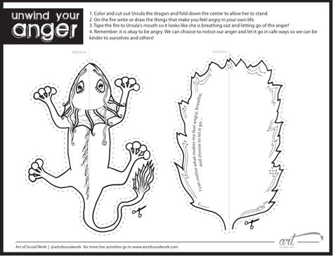 Unwind your anger printable activity – Art of Social Work Anger Activity, Anger Monster, Recreation Therapy, Art Therapy Projects, Elementary School Counseling, Deep Breathing, School Social Work, Counseling Activities, Child Therapy