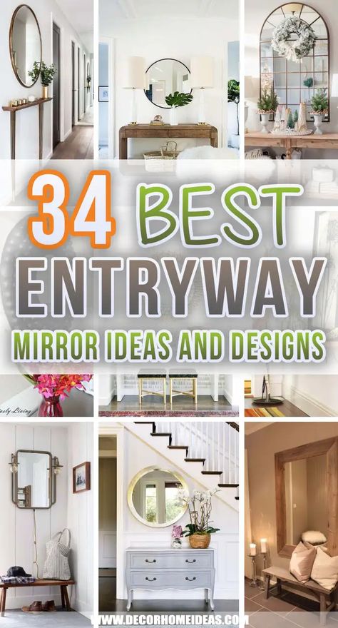 Entryway Mirror Ideas, Glam Entryway, Entrance Ideas Entryway, Foyer Mirror, Hallway Table Decor, Entrance Mirror, Foyer Ideas Entryway, Entrance Hall Decor, Mirror Decor Ideas