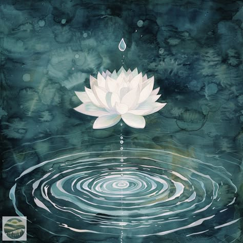 Spiritual Nature Art, Light Reflection Art, Zen Painting Ideas, Lotus On Water, Lotus In Water, Love Rejection, Water Reflection Art, Spiritual Flowers, Echo And Narcissus