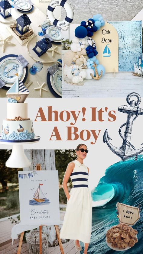 Sailor Baby Shower Theme, Sailor Nursery, Nautical Baby Shower Boy, Nautical Theme Baby Shower, Sailor Baby Showers, Baby Shower Nautical, Sailor Baby, Baby Shower Theme Ideas, Boy Shower Ideas