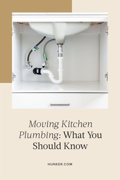 Moving kitchen plumbing is one of the most important issues to consider when planning your kitchen remodel. Here is what you need to know. #hunkerhome #kitchenplumbing #kitchenplumbingtips #kitchenremodel #kitchenremodeltips Moving Kitchen Sink Plumbing, Kitchen Sink Plumbing Diagram, Sink Plumbing Diagram, Plumbing Ideas, Kitchen Sink Plumbing, Plumbing Diagram, White Marble Sink, Single Sink Kitchen, Plumbing Plan