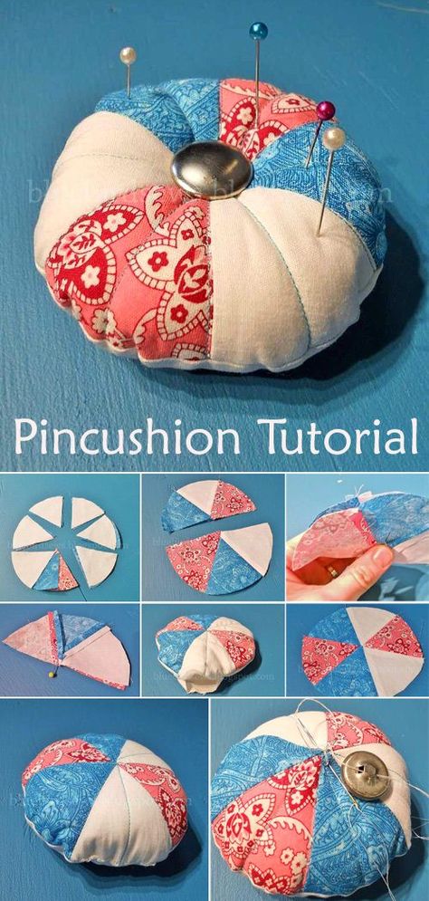 Mini Tuffet Pincushion Pattern Free, How To Make A Pincushion, Pin Coushin Pattern, Pincushions To Make, Diy Pin Cushion Tutorial, Pin Cushion Ideas, Pincushion Patterns, Diy Pincushion, Diy Pin Cushion