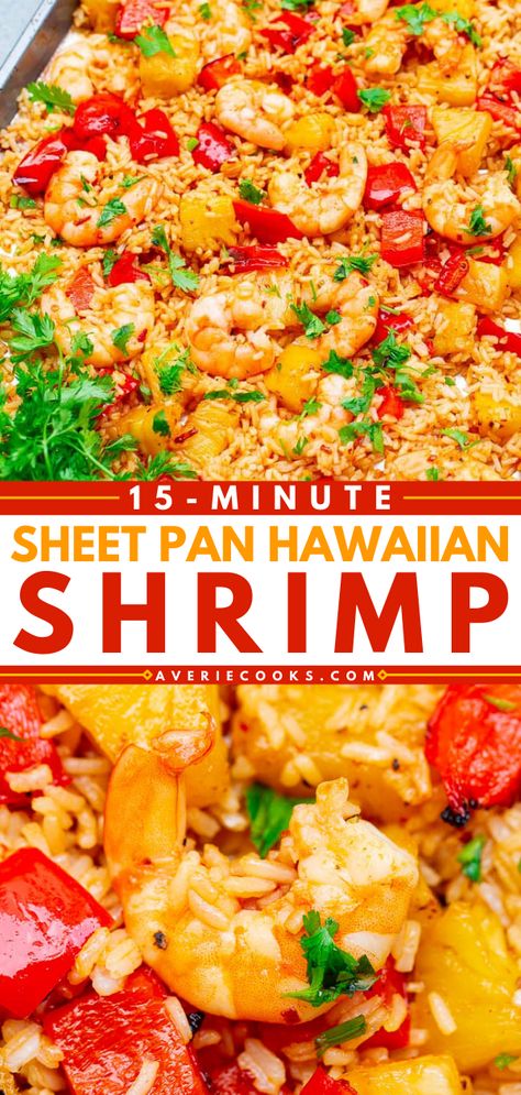 Hawaiian Sheet Pan, Hawaiian Shrimp, Buttery Noodles, Weeknight Family Dinner, Sheet Pan Shrimp, Baked Teriyaki Chicken, Shrimp Scampi Pasta, Teriyaki Chicken And Rice, Scampi Pasta