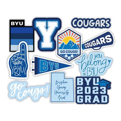 BYU Create Your Own Sticker Pack, BYU Stickers, BYU Sticker Pack, Brigham Young University Stickers, Byu Football stickers, Byu Gifts Byu Aesthetic, Highschool Design, University Stickers, School Merch, Byu Idaho, Byu Football, College Stickers, Princess Fairytale, Sticker Design Inspiration