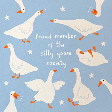 abbie rosie | illustration | hello and welcome to the silly goose society, we don’t really know what we’re doing and that’s totally okay Tag yourself, I’m goosy on his… | Instagram Tag Yourself, Silly Goose, Welcome Poster, Pottery Painting, Wallpaper Iphone Cute, Hand Painted Ceramics, Children Illustration, Animal Illustration, Animals Friends