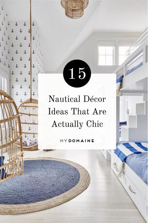 Beach Nautical Decor, Nautical Inspired Bedroom, Boat Bedroom Ideas, Nautical Design Ideas, Navy Nautical Bedroom, Neutral Nautical Decor, Nautical Basement Ideas, Nautical Style Interior Design, Nautical Guest Room